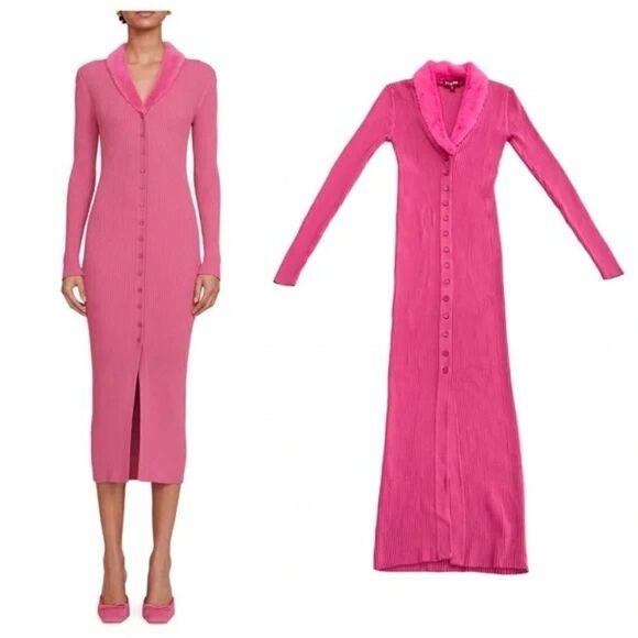 STAUD Pink Ribbed Knit Dress - Picture 2 of 3